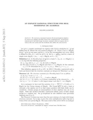 AN EXPLICIT RATIONAL STRUCTURE for REAL SEMISIMPLE LIE ALGEBRAS 3 Abelian in P [7, Pp