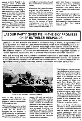 Labour Party Gives Pie-In-The-Sky Promises, Chief Buthelezi Responds