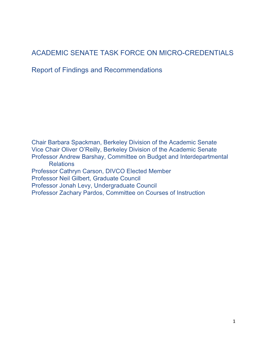 Academic Senate Task Force on Micro-Credentials Report