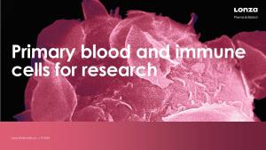 Primary Blood and Immune Cells for Research