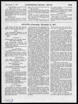 SENATE-Thursday, December 8, 1977 the Senate Met at 1 P.M