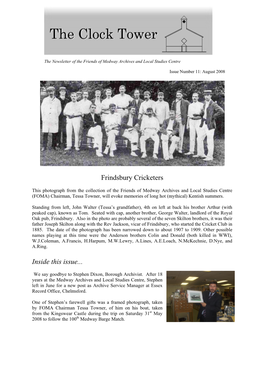 Frindsbury Cricketers Inside This Issue