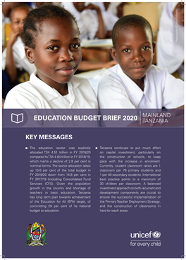 Education Budget Brief 2020 Tanzania