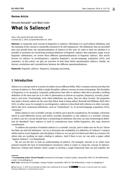 What Is Salience?