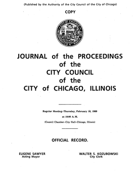 JOURNAL of the PROCEEDINGS of the CITY COUNCIL of the CITY of CHICAGO, ILLINOIS