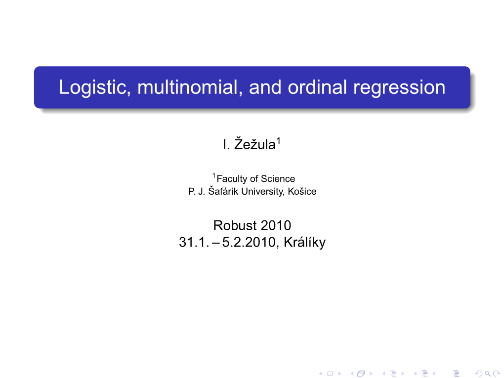 Logistic, Multinomial, and Ordinal Regression