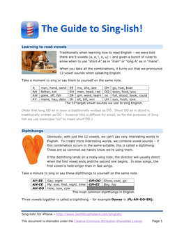 The Guide to Sing-Lish!