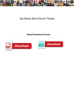 Zac Brown Band Denver Tickets
