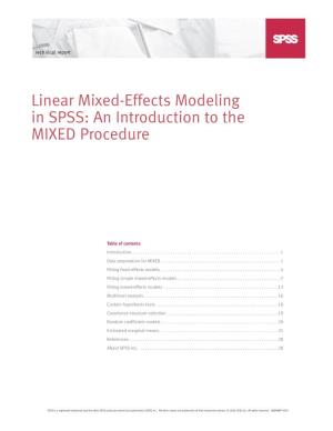 Linear Mixed-Effects Modeling in SPSS: an Introduction to the MIXED Procedure
