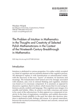 The Problem of Intuition in Mathematics in the Thoughts And