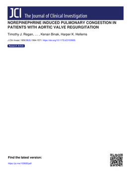 Norepinephrine Induced Pulmonary Congestion in Patients with Aortic Valve Regurgitation