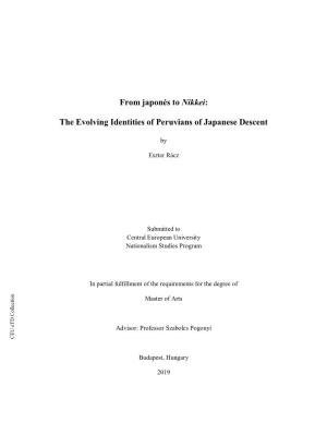 From Japonés to Nikkei: the Evolving Identities of Peruvians of Japanese