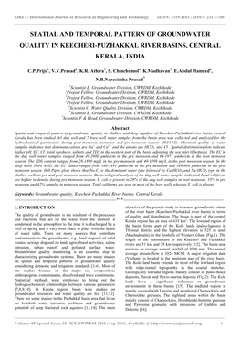 Spatial and Temporal Pattern of Groundwater Quality in Keecheri-Puzhakkal River Basins, Central Kerala, India