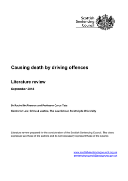 Causing Death by Driving Offences