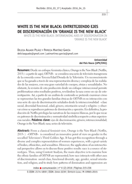 White Is the New Black: Entretejiendo Ejes De Discriminación En 'Orange Is the New Black'