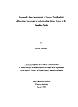 Contributions of Inuvialuit Knowledge to Understanding Climate Change in the Canadian Arctic
