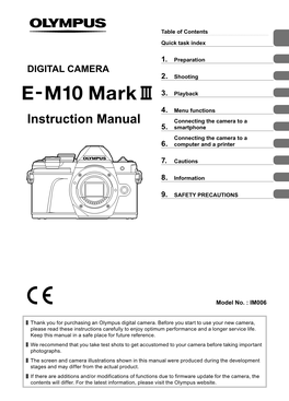 E-M10 Mark III Instruction Manual