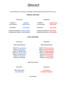 Candidates and Info