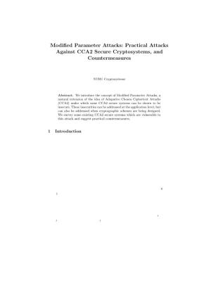 Practical Attacks Against CCA2 Secure Cryptosystems, and Countermeasures