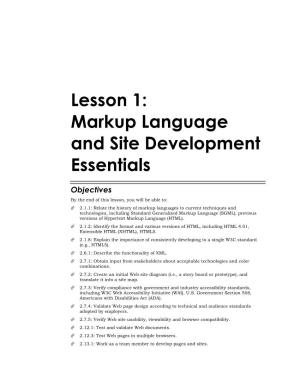 1Lesson 1: Markup Language and Site Development Essentials