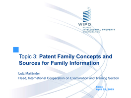 Patent Family Concepts and Sources for Family Information