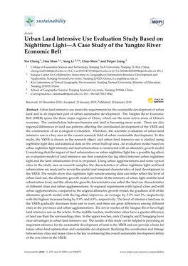 Urban Land Intensive Use Evaluation Study Based on Nighttime Light—A Case Study of the Yangtze River Economic Belt