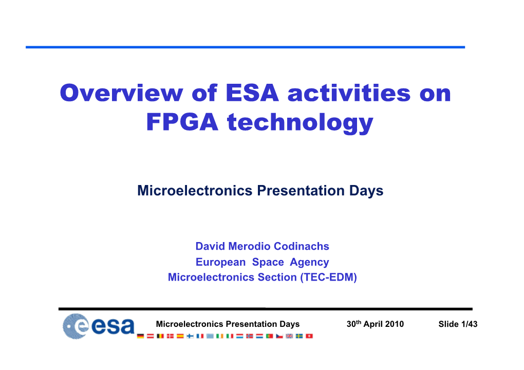 Overview of ESA Activities on FPGA Technology