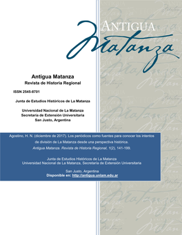 Antigua Matanza Revista De Historia Regional