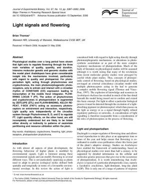 Light Signals and Flowering