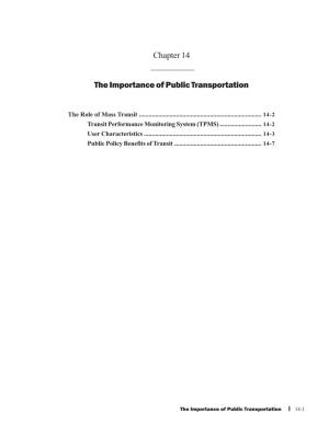 Chapter 14 the Importance of Public Transportation