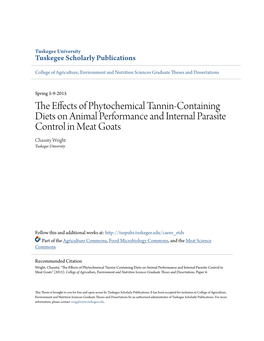 The Effects of Phytochemical Tannin-Containing Diets on Animal Performance and Internal Parasite Control in Meat Goats" (2015)