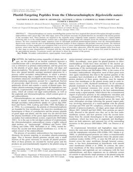 Plastid-Targeting Peptides from the Chlorarachniophyte Bigelowiella Natans