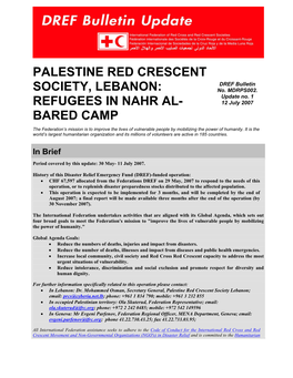 Palestine Red Crescent Society, Lebanon: Refugees in Nahr Al- Bared Camp