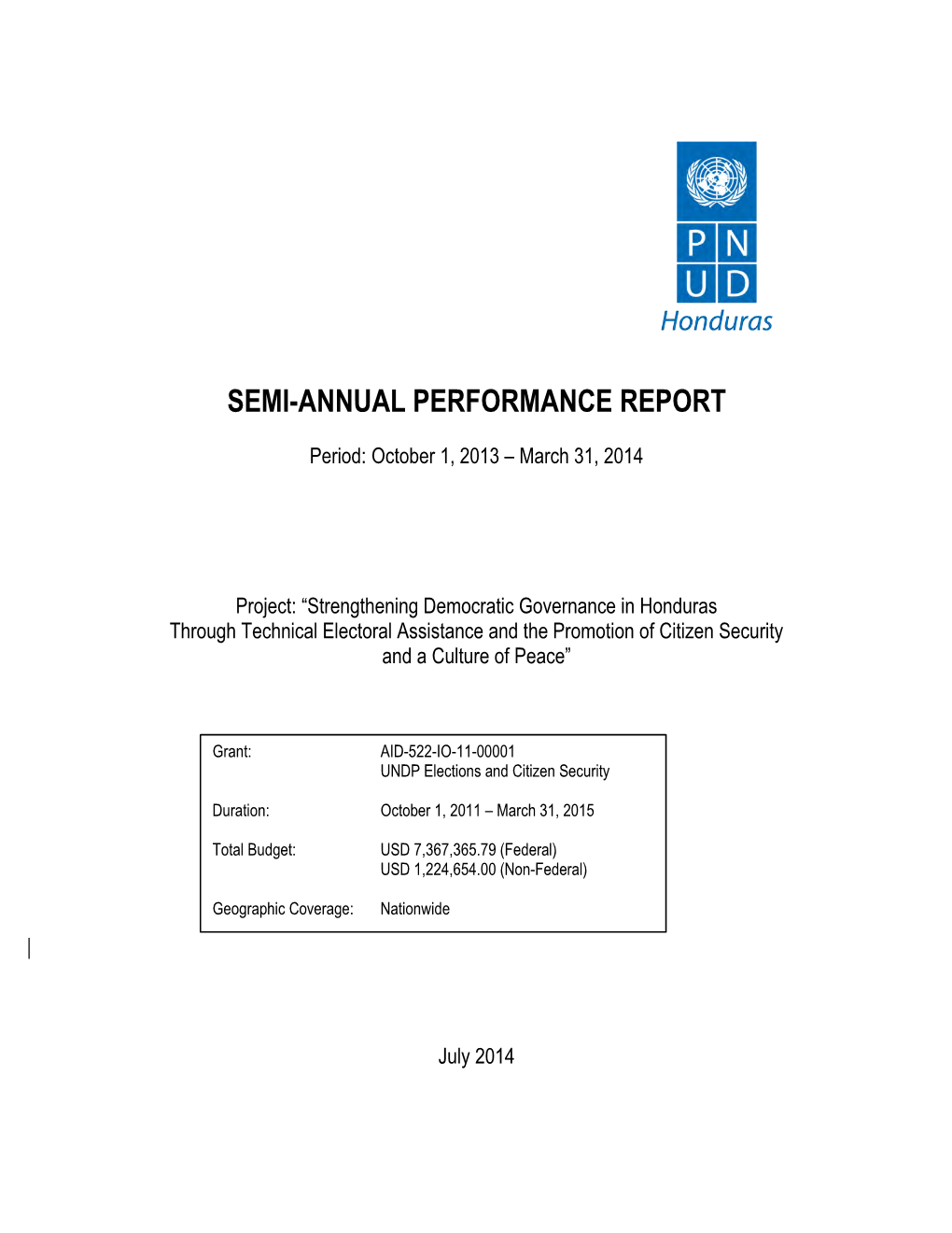 Semi-Annual Performance Report