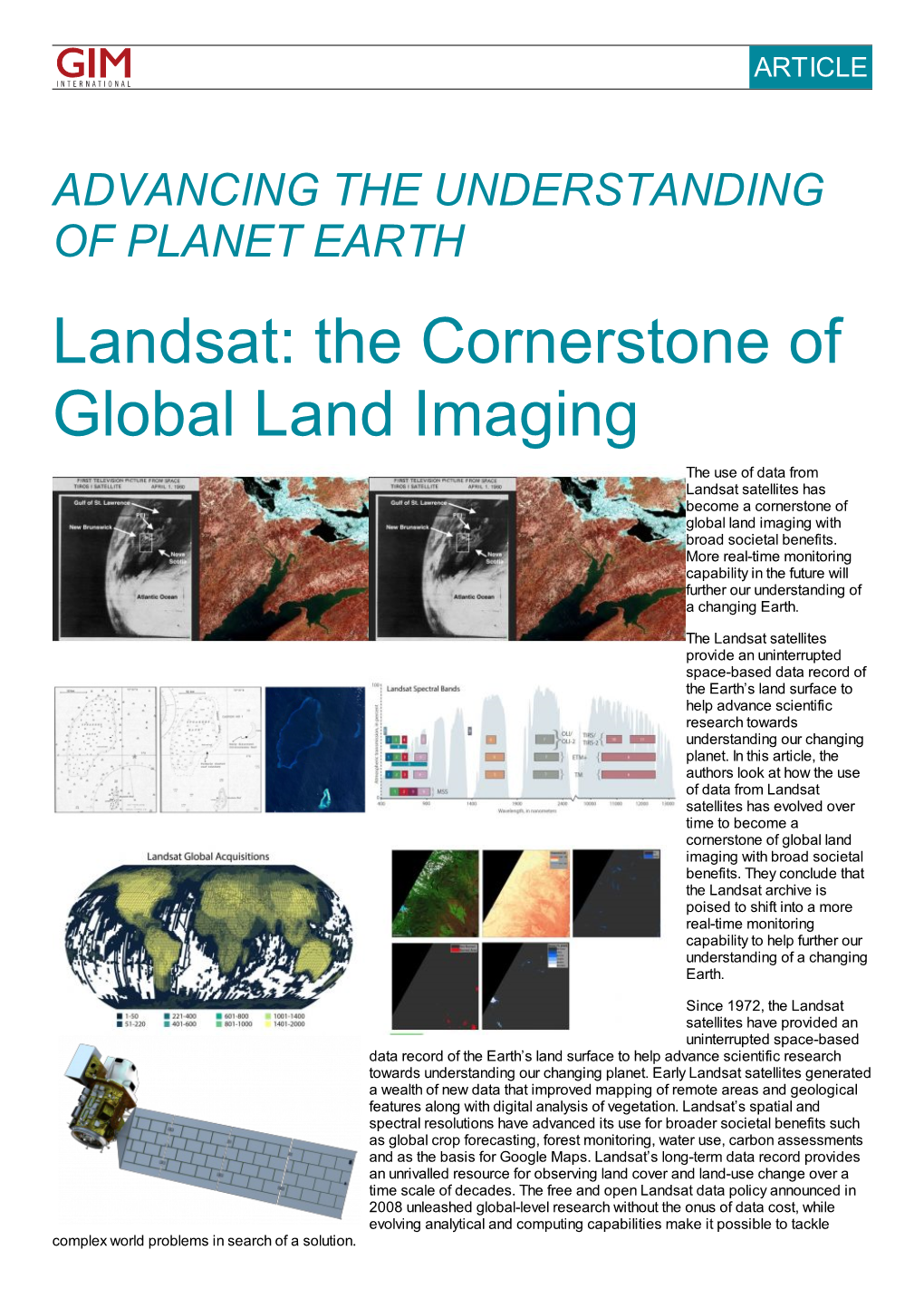 Landsat: the Cornerstone of Global Land Imaging