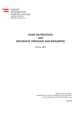 Guide on Protocol and Diplomatic Privileges and Immunities