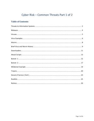 Cyber Risk – Common Threats Part 1 of 2