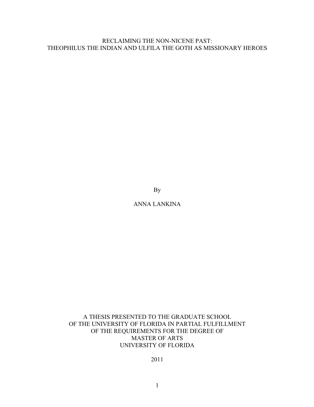 University of Florida Thesis Or Dissertation Formatting Template