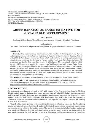 As Banks Initiative for Sustainable Development