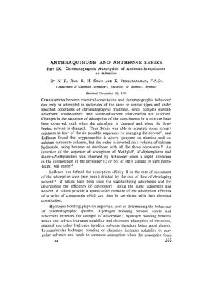 ANTHRAQUINONE and ANTHRONE SERIES Part IX
