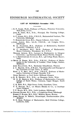 LIST of MEMBERS—November 1926
