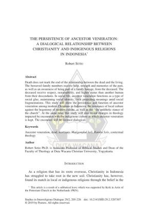 The Persistence of Ancestor Veneration: a Dialogical Relationship Between Christianity and Indigenous Religions in Indonesia*