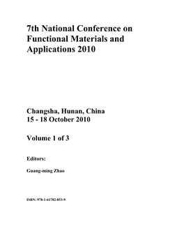 7Th National Conference on Functional Materials and Applications 2010