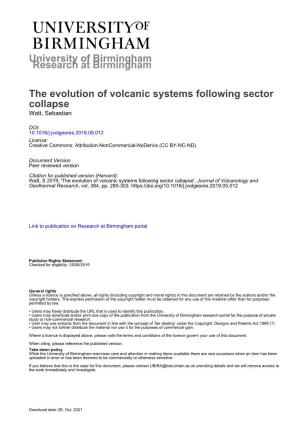 University of Birmingham the Evolution of Volcanic Systems Following Sector Collapse