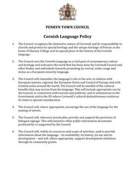 Cornish Language Policy
