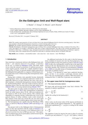 On the Eddington Limit and Wolf-Rayet Stars