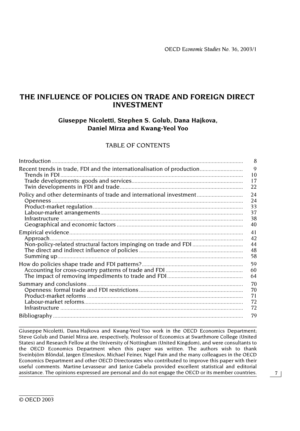 OECD Economic Studies – No. 36, 2003/I