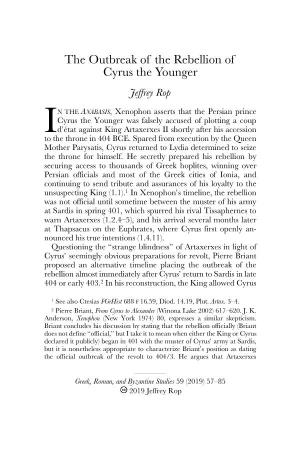 The Outbreak of the Rebellion of Cyrus the Younger Jeffrey Rop