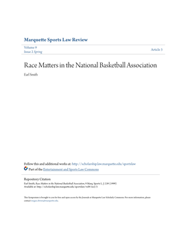 Race Matters in the National Basketball Association Earl Smith