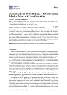 Smooth Fractional Order Sliding Mode Controller for Spherical Robots with Input Saturation